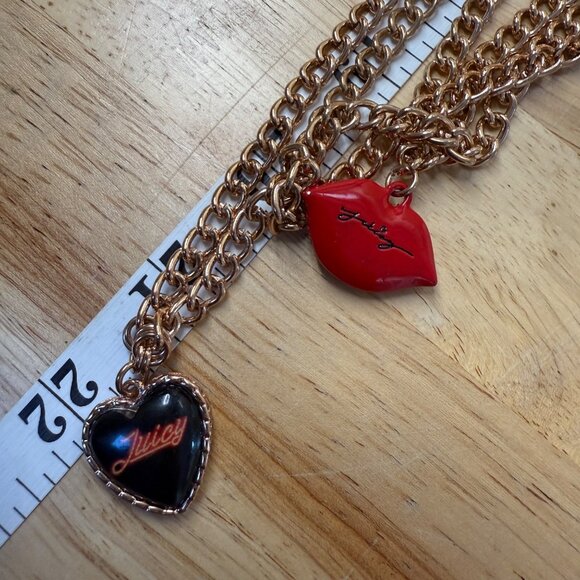 Juicy Couture Layered Necklace With Heart & Lips Charms In Rose Gold-Tone Metal - Picture 3 of 9